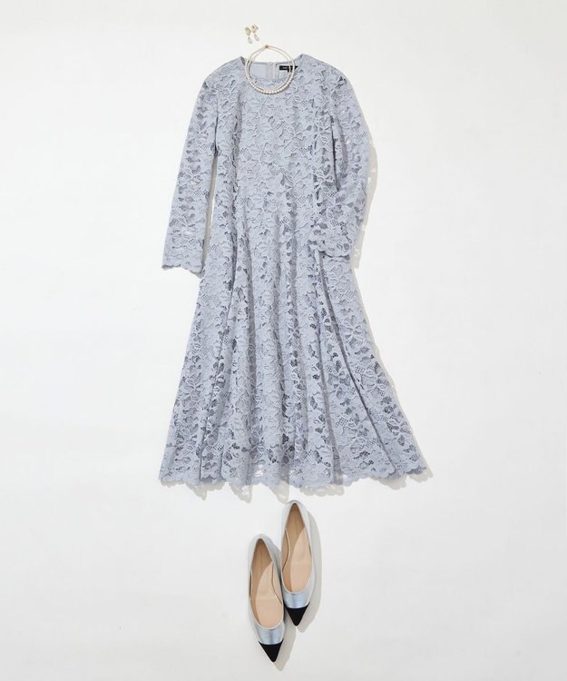 23区 L 【APPLAUDIR】ラッセルフラワーレース ドレス ライトグレー系