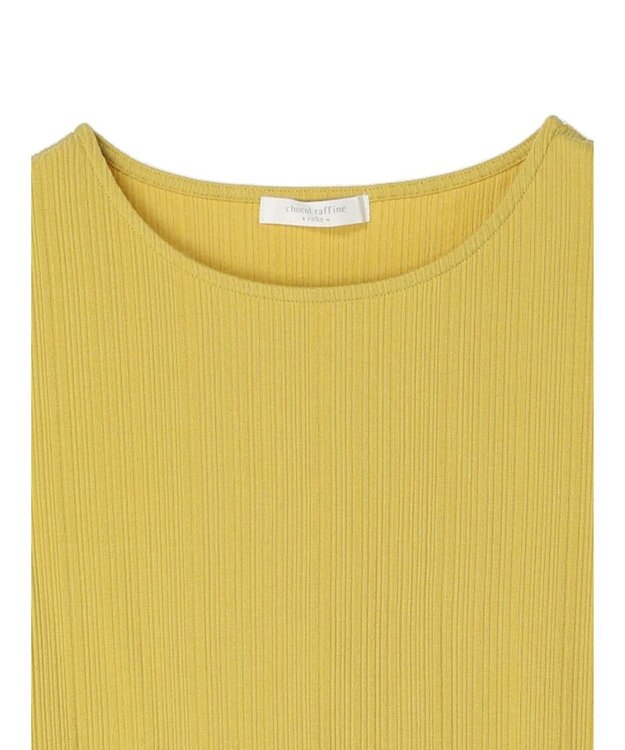 Green Parks リブ肩デザイン５分袖プルオーバー Black