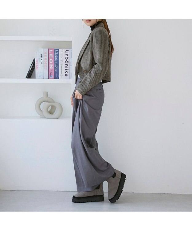 MODE ET JACOMO <carino>本革ムートン　サイドゴアショートブーツ オーク