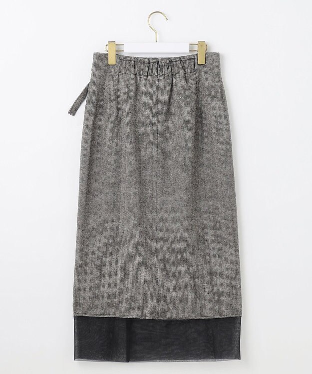 ANY SIS シアーコンビヘリンボーン スカート ブラック系