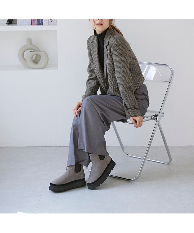 MODE ET JACOMO <carino>本革ムートン　サイドゴアショートブーツ オーク