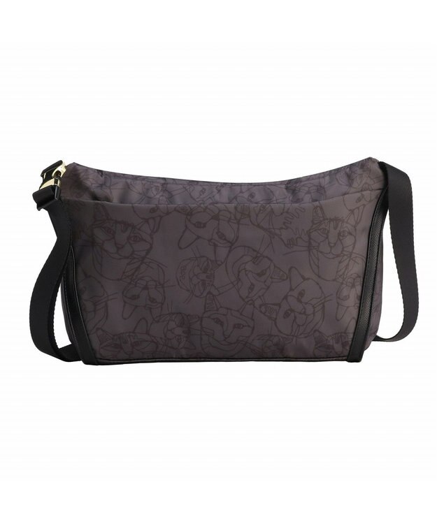 ACE BAGS & LUGGAGE HAyU × ace.  ユッカ ショルダーバッグ 17835 チャコール（ネコヘッド柄）