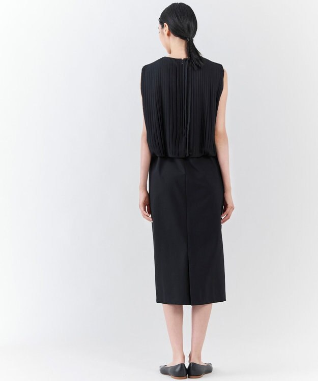 23区 【エステータ】ウールトロドライストレッチ プリーツコンビ ワンピース ブラック