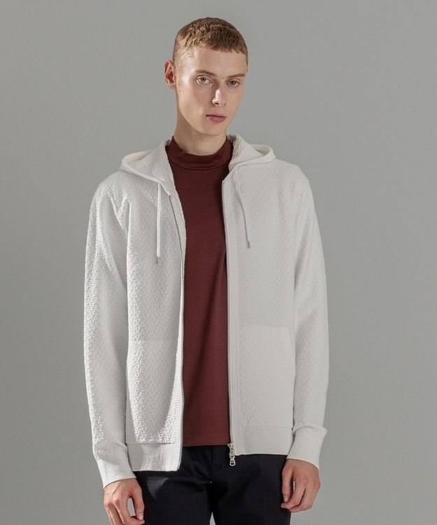 JOSEPH HOMME 【イージーケア】 ヴィスコースリンクス　ジップアップニットフーディー ホワイト系