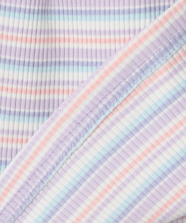 ANY KIDS オン・オフショルダー ボーダー Tシャツ ラベンダー系