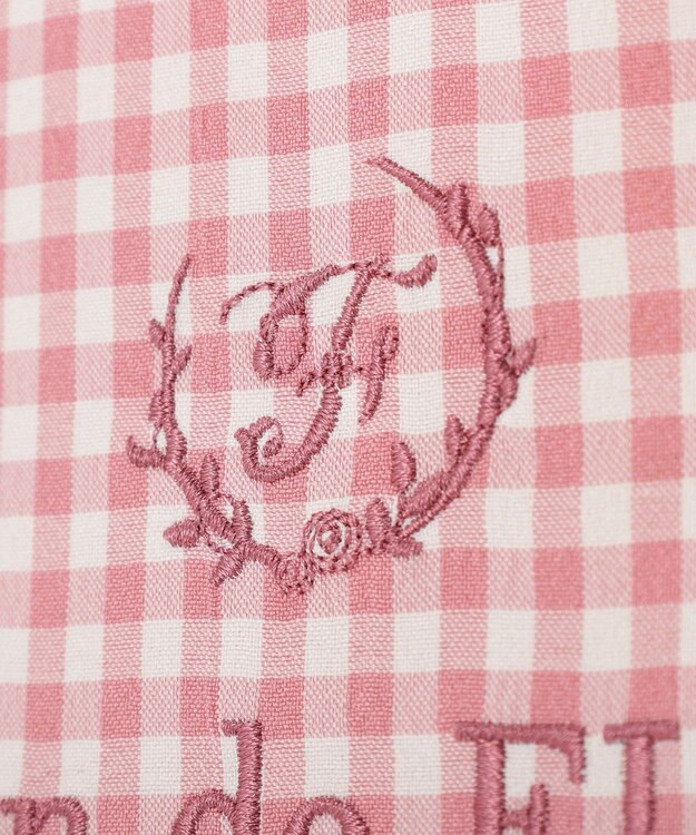 Maison de FLEUR ギンガムブランドロゴフリルハンドルトート Pink