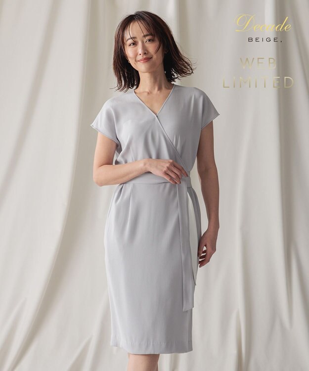 BEIGE， 【WEB＆一部店舗限定】CINDY / ラップドレス Ice blue × White