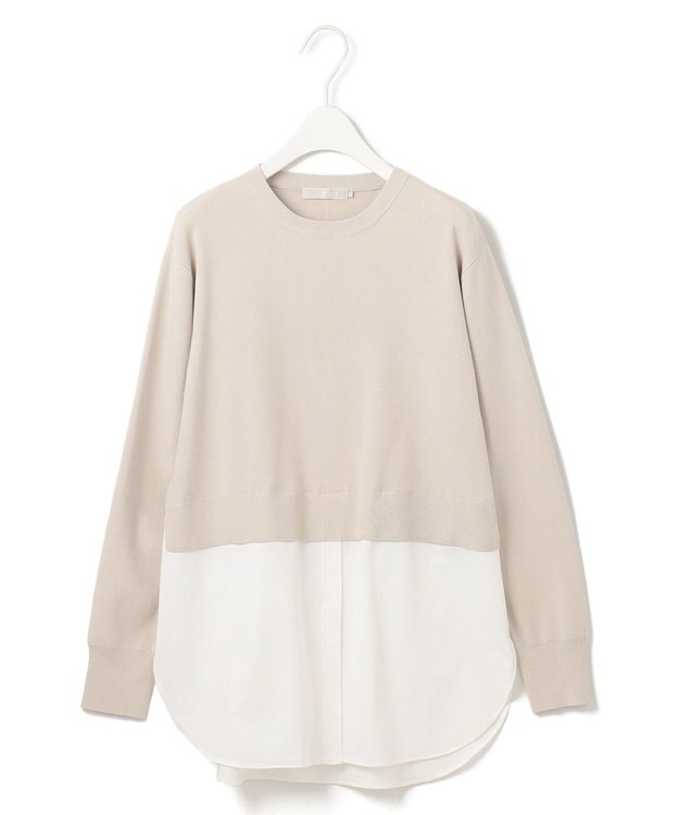 ICB L 【WEB&一部店舗限定カラーあり】クロスコンビ ニットプルオーバー トープ系