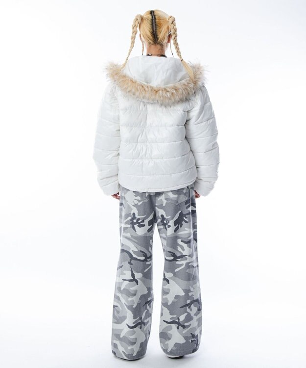 WEGO 【ユニセックス着用ITEM】2WAYシャイニーパファーフーディー ホワイト