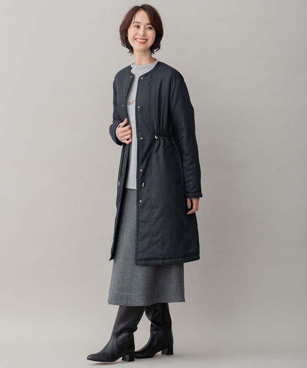 自由区 【洗える/リバーシブル】ブライトキルト リバーシブルコート ネイビー系