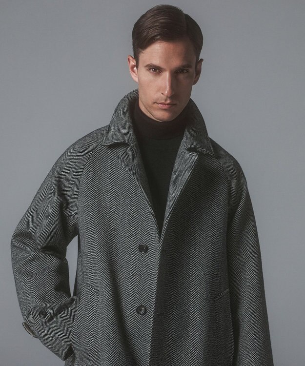 GOTAIRIKU 【山栄毛織】カントリーツイード ステンカラーコート グレー系8