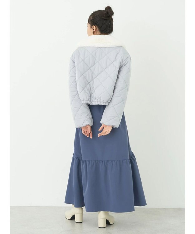 earth music&ecology ファーカラーブルゾン Grayish Blue