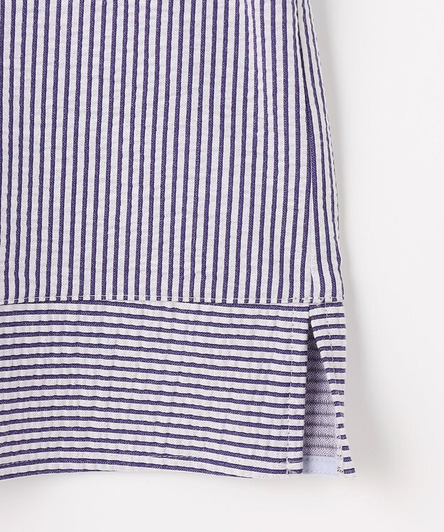 J.PRESS LADIES 【一枚で着映え】サッカージャージー クルーネック カットソー ネイビーストライプ系1