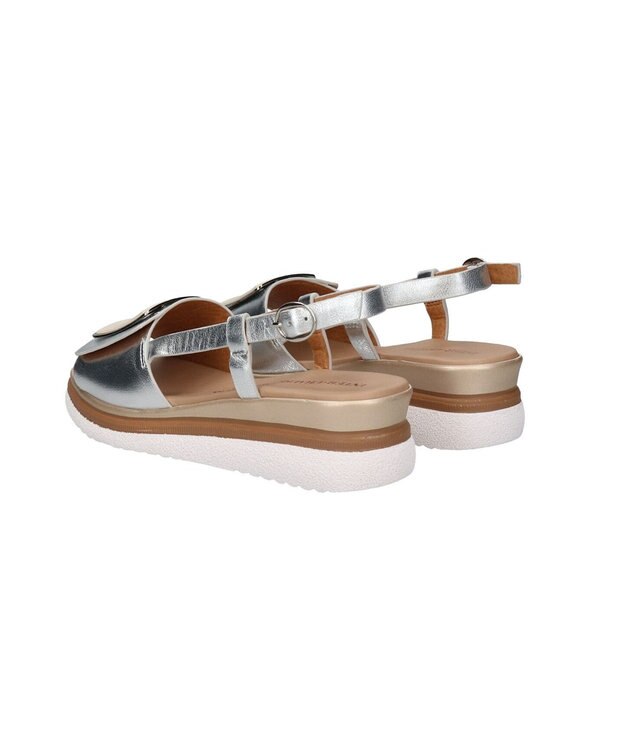 INTER-CHAUSSURES 【INTER-CHAUSSURES】バックルウエッジバックバンドサンダル シルバー