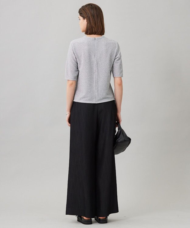 ICB L 【洗える】シャイニーラメジャガード カットソー シルバー系