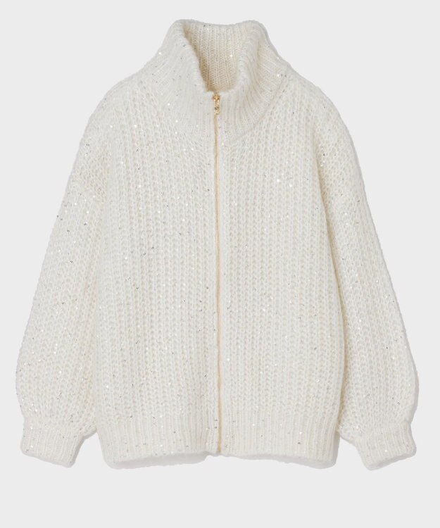 GRACE CONTINENTAL スパンコールニットブルゾン キナリ