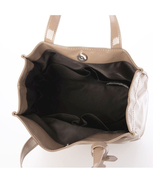 UNBILLION カシュカシュ cachecache / ソフトエナメルスクエア手提げトートS ベージュ