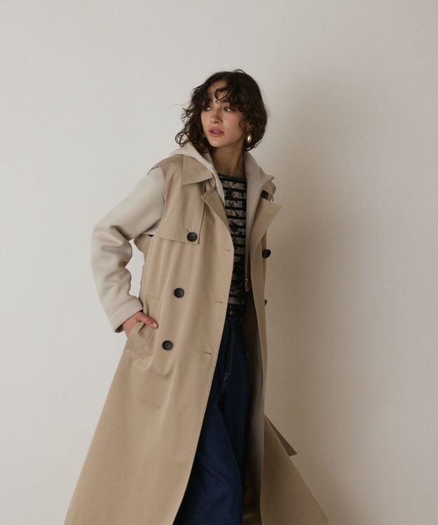 GRACE CONTINENTAL パーカーコンビトレンチ ベージュ