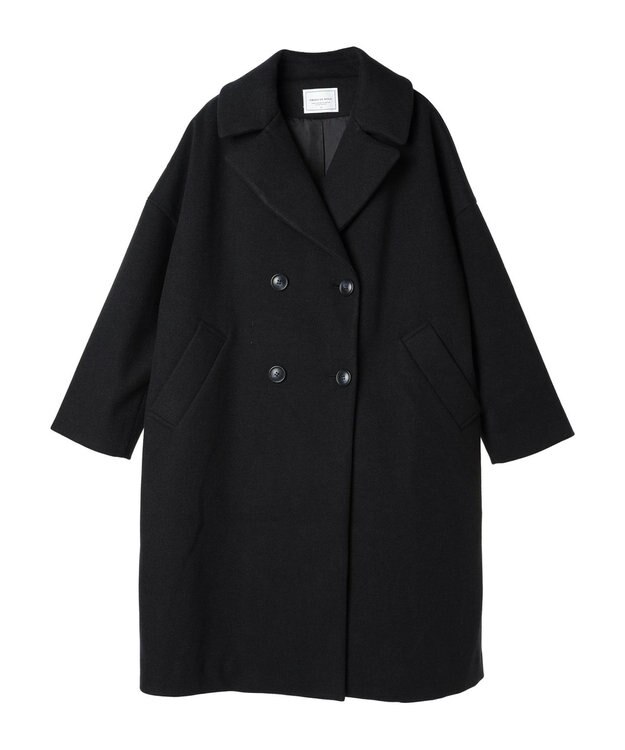 AMERICAN HOLIC 中空ＦＩＢＥＲドロップショルダーチェスターコート Black