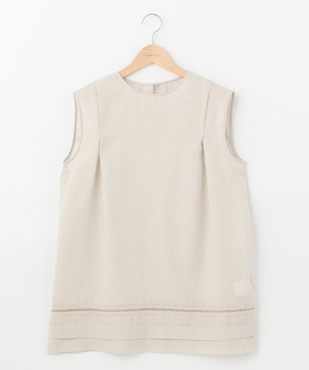 SHARE PARK LADIES 【洗える】ウォッシャブルリネン　ノースリブラウス サンドベージュ