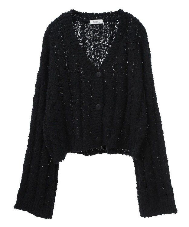 earth music&ecology ポコポコケーブルカーディガン Black