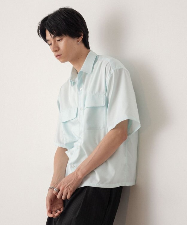 WEGO ダブルポケットボクシーシャツ（SS） サックス