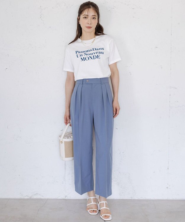 組曲 S 【綿100％】フロッキープリント Ｔシャツ アイボリー系