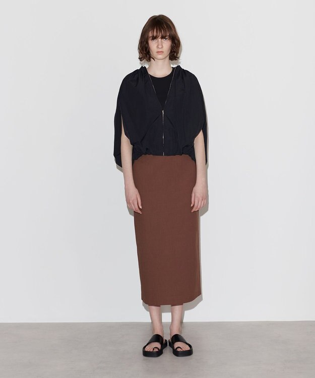 NAVE 【Nave　洗える】ソフトタフタ  スリットスリーブ ブルゾン ブラック系