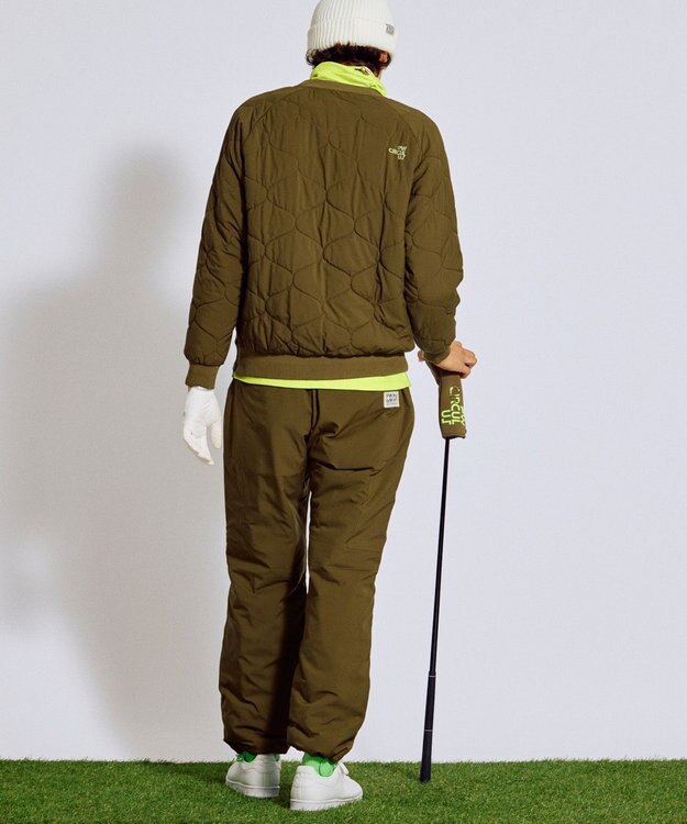 PW CIRCULUS 【3層レイヤー構造ボンディング×中綿キルティング】【MEN】中綿プルオーバー ゴルフ カーキ系
