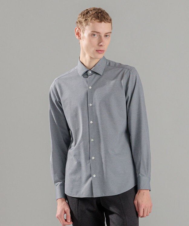 JOSEPH HOMME ハイゲージコットンジャージー 　レギュラーカラーシャツ ライトグレー系