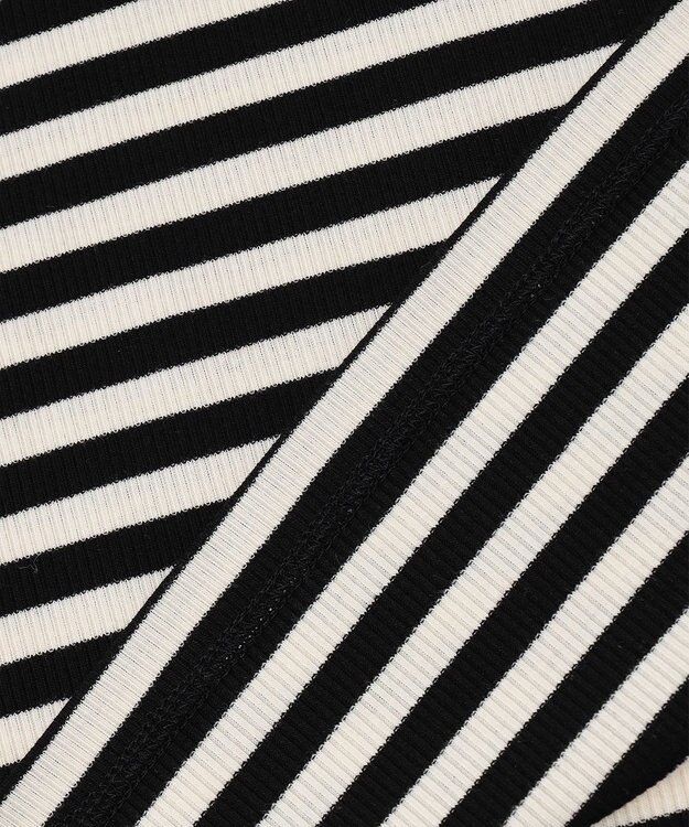 ANY SIS 【洗える】リブタートル カットソー アイボリー×ブラックボーダー