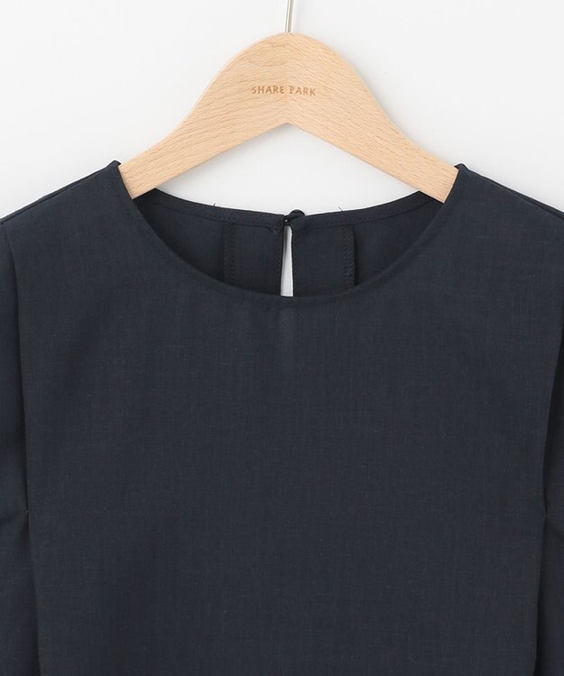 SHARE PARK LADIES 【洗える】ウォッシャブルリネン　ノースリブラウス ネイビー