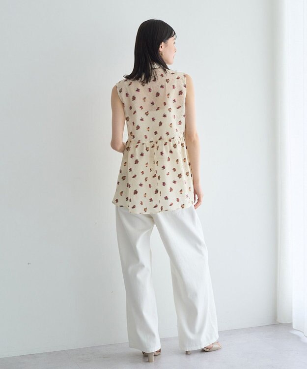 YECCA VECCA シアージャガードペプラムブラウス Ivory