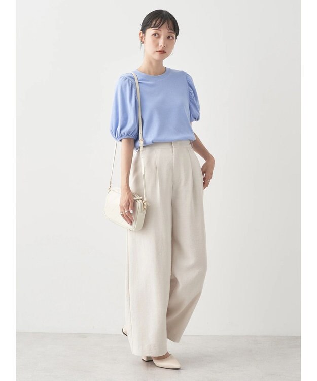 earth music&ecology パフスリーブプルオーバー Blue