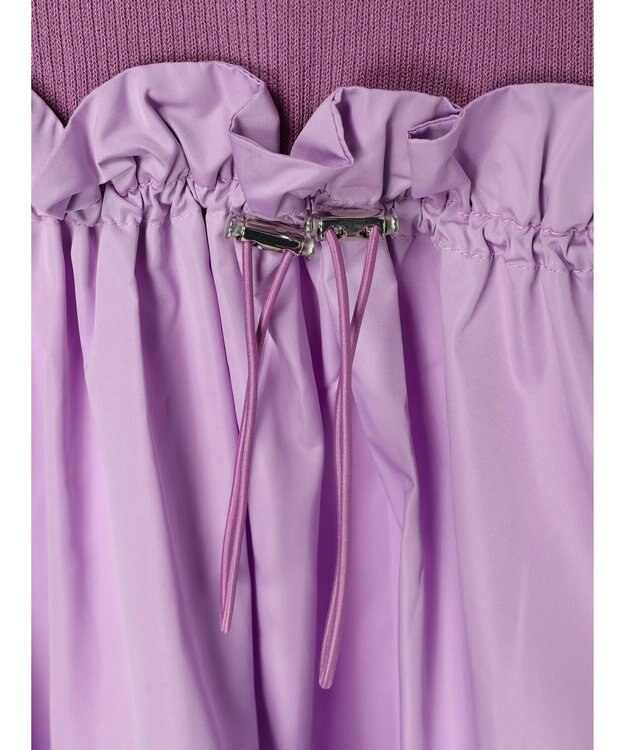 Green Parks ランタン型ニットドッキングタフタワンピース Lavender