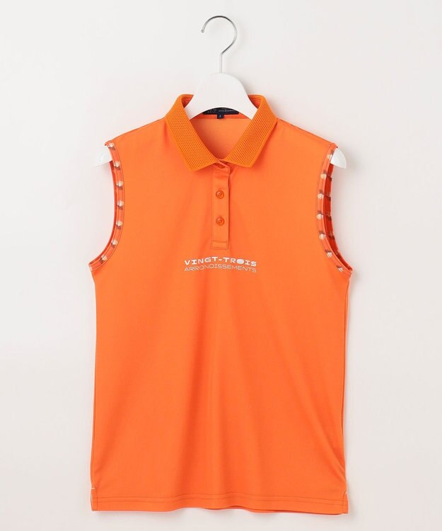 23区GOLF 【WOMEN】【接触冷感・UVケア・吸水速乾】ノースリーブ ポロシャツ ライトオレンジ系
