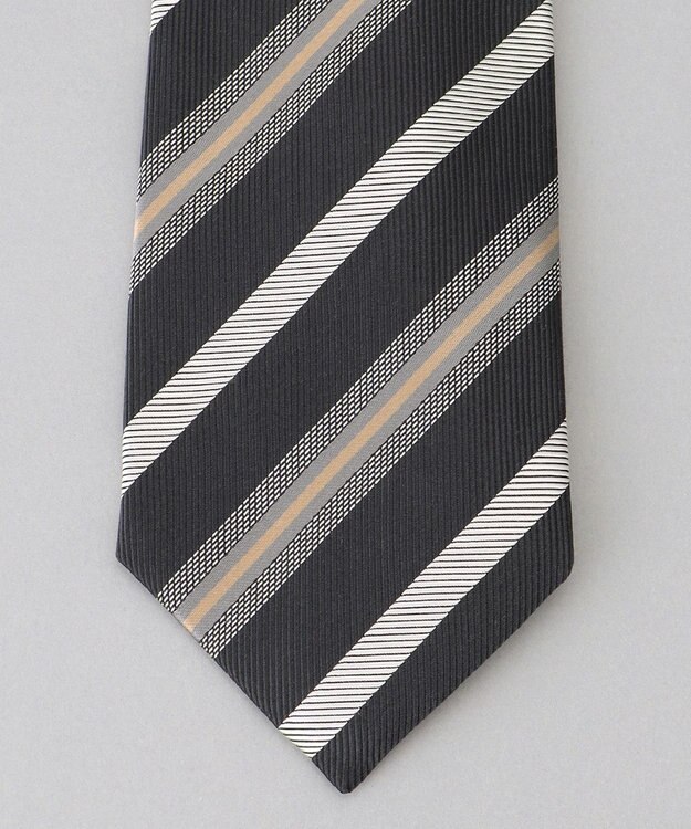 GOTAIRIKU GOTAIRIKU別注【日本製】シルク ネクタイ_レジメンタル ブラック系1