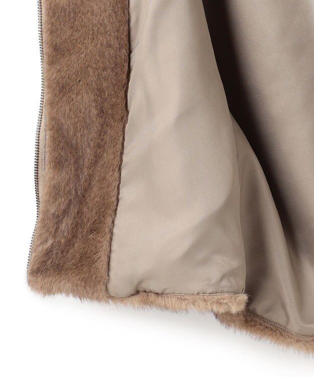 ICB 【洗える】ミンクライクファー フーディジレ コート モカ