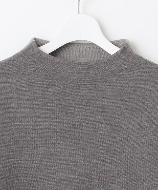 自由区 【セットアップ対応】ウールミラノボトルネック ニット グレー×ライトグレー