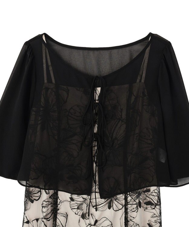 YECCA VECCA 【2点SET】フラワー柄スパンコール刺繍ドレス Ivory