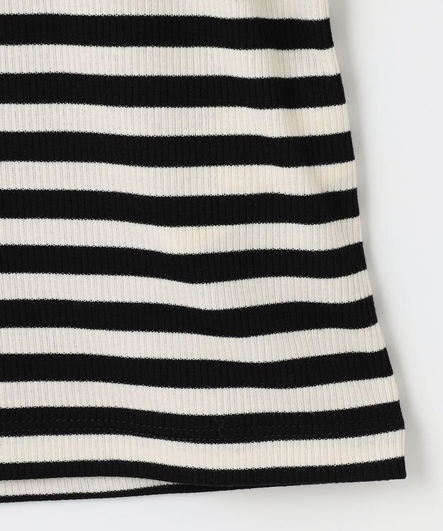 ANY SIS 【洗える】リブタートル カットソー アイボリー×ブラックボーダー