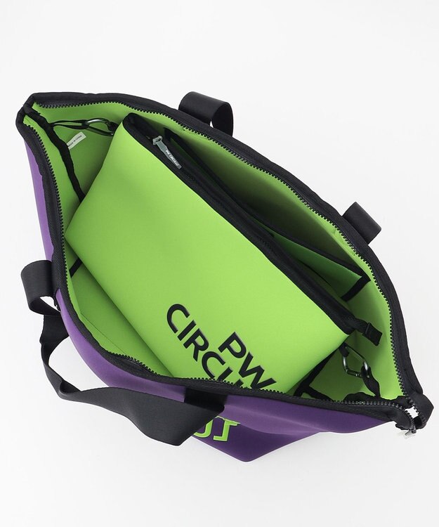 PW CIRCULUS 新色！【UNISEX】ロゴ トートバック クラッチバッグ付き パープル×ライム