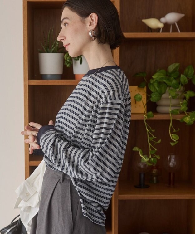 WEGO 【ANGIE VINTAGE】シアースラブボーダーロンＴ グレーボーダー