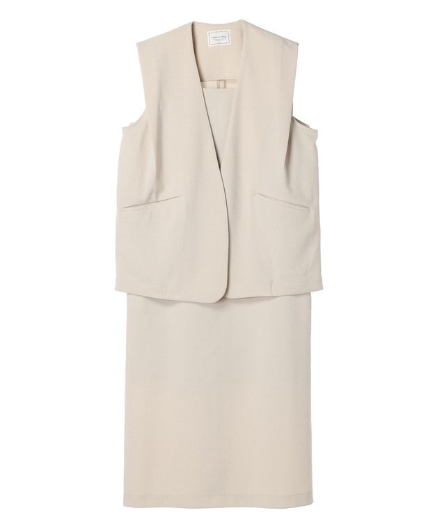 AMERICAN HOLIC ＳＥＴ　イージーケアジレベスト＋Ｉラインワンピース Light Beige