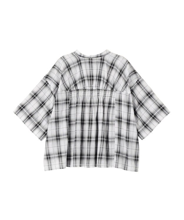 CRAFT STANDARD BOUTIQUE バックギャザーポンチョシャツ Check Ivory