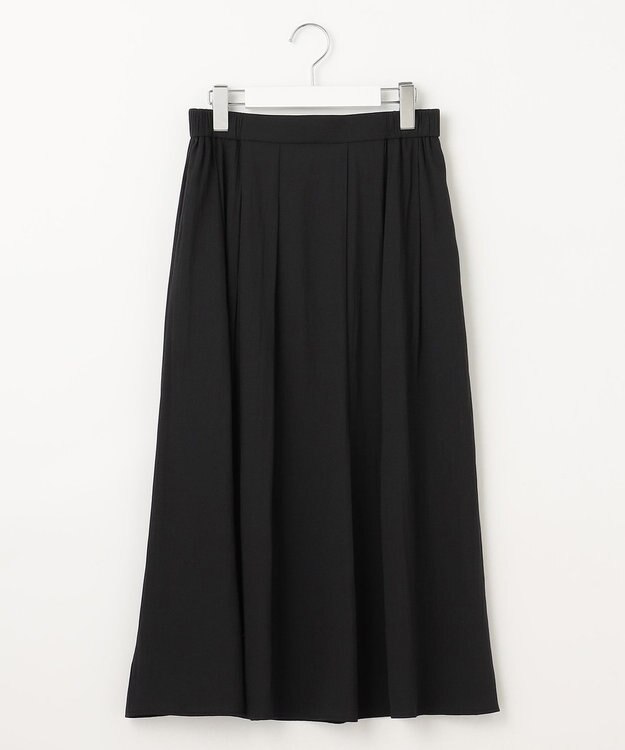 J.PRESS LADIES 【洗える】スプリットジョーゼット ランダムタック スカート ブラック系