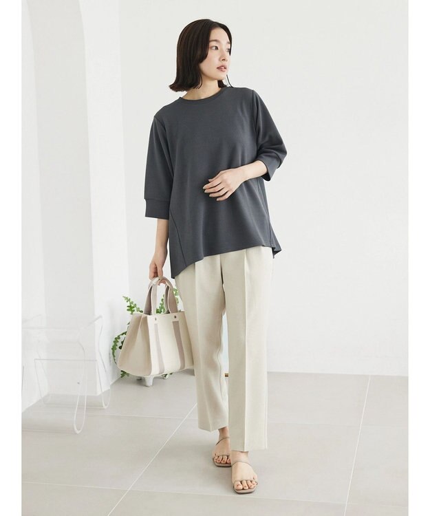 Green Parks ぽこぽこ７分袖カットプルオーバー Gray