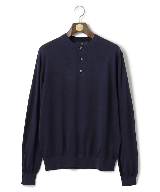 J.PRESS MEN オメガツイスト ヘンリーネックニット ネイビー系