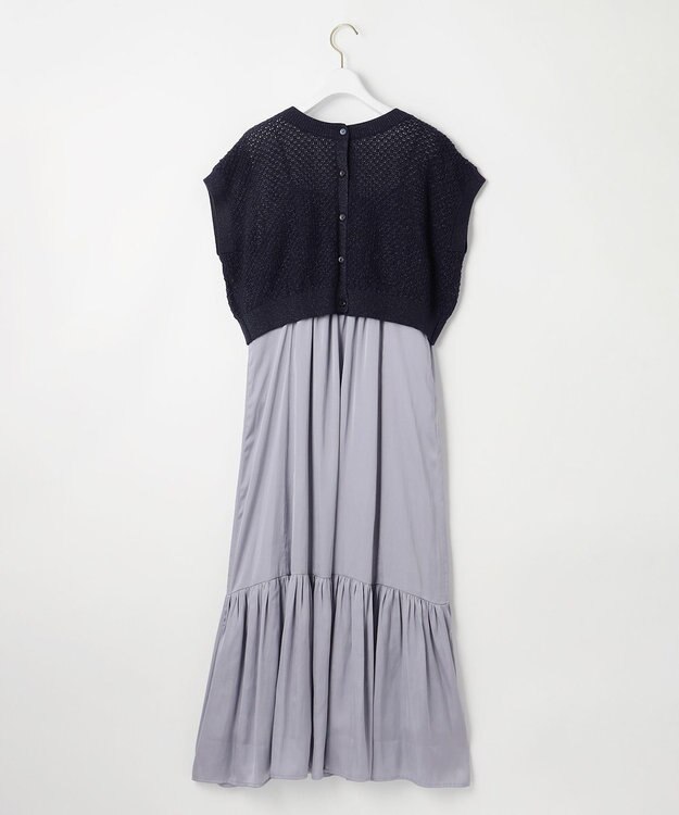 ANY SIS 【貴島明日香さんコラボ・3点セット】メッシュ ニット×キャミ ワンピース ライトブルー