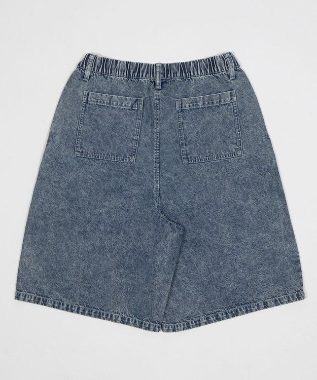 WEGO 【ウエストゴム/SMLサイズ展開】イージーコットンハーフパンツ デニム淡加工色